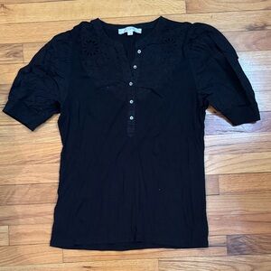 Loft Black Puff Sleeve Top